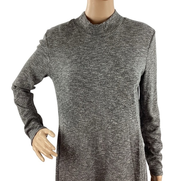 Madewell Gray Cityblock Mock Neck Long Sleeve Fit & Flare Sweater Dress M - Picture 2 of 7